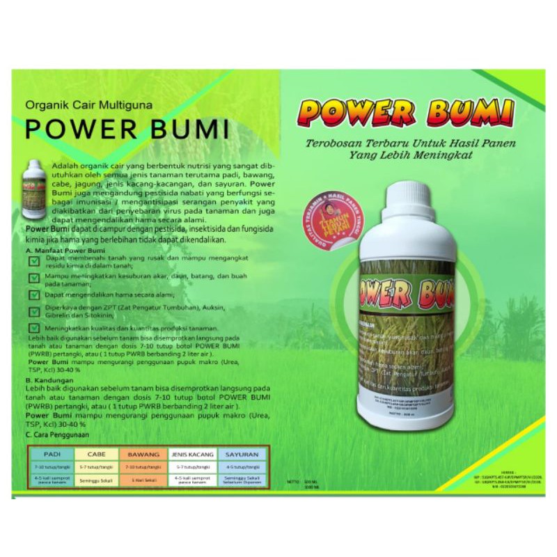 Pupuk Organik Cair ( POC ) POWER BUMI / POC POWER BUMI MULTIGUNA 500ml