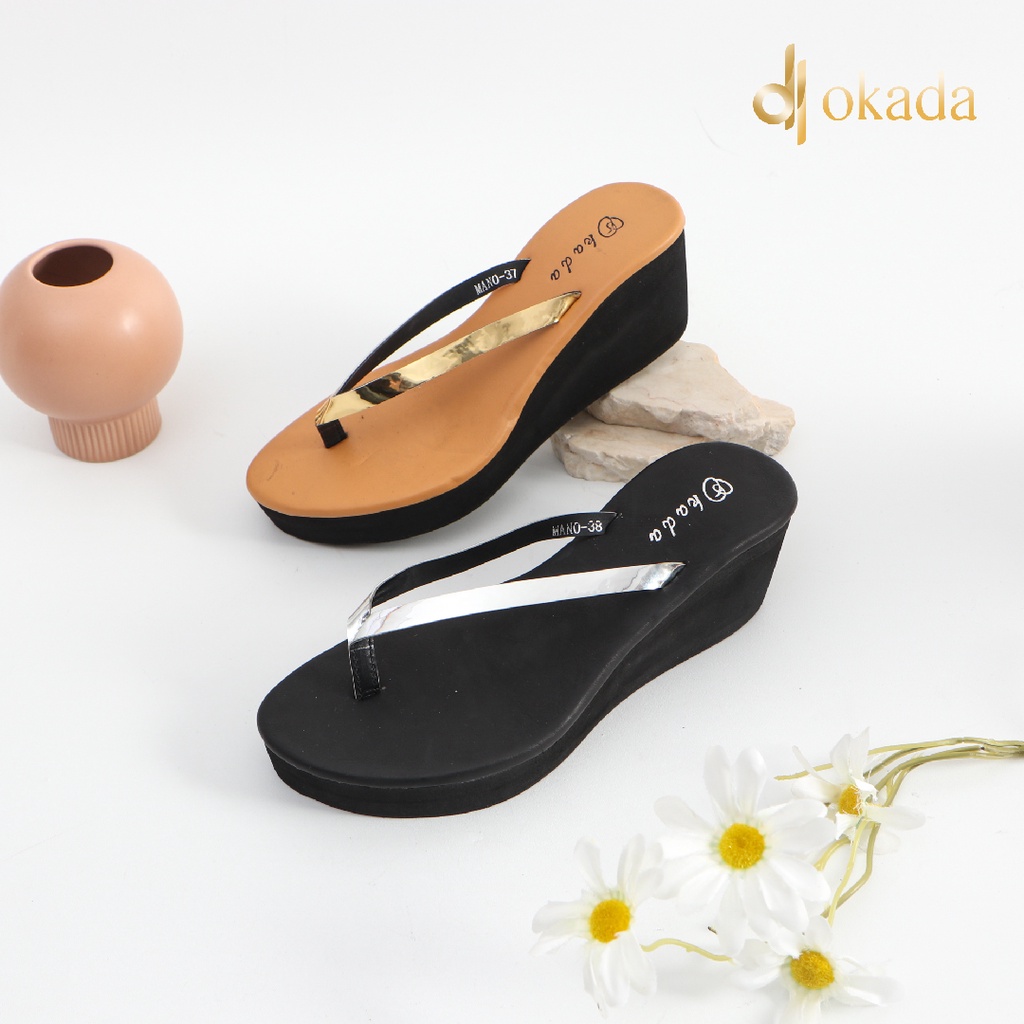 OKADA ORIGINAL WEDGES OKADA SANDAL WEDGES SANDAL JEPIT WEDGES HAK TINGGI WANITA/CEWEK (A.MANO) ORIGINAL BY OKADA TERBARU 2023