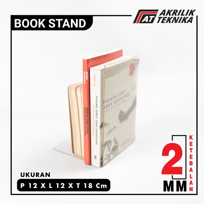 

Hadir Acrylic / Akrilik Book Stand / Penahan / Pembatas Buku Ganjal Buku 2Mm Diskon
