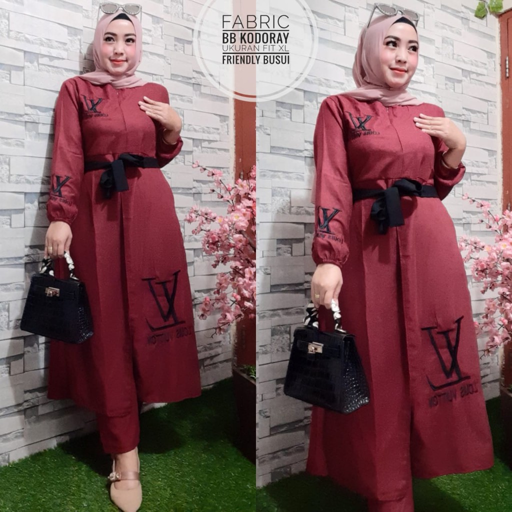 Yus.f Setelan Gamis bordir LV