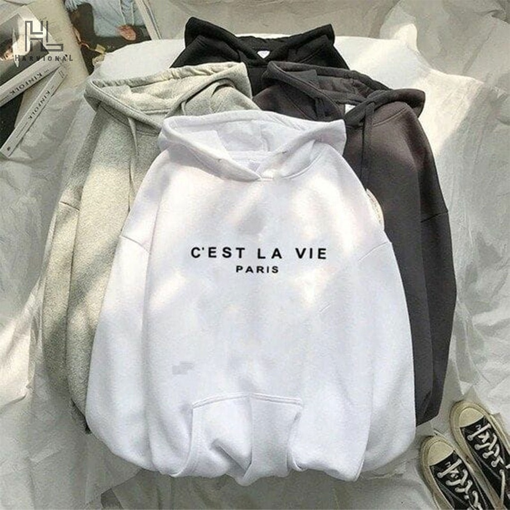 Parisdivarious Sweater Hoodie Jemper Cest  La Vie Bahan Fleece Size S - XXL (Pria &amp; Wanita)