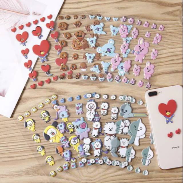 KPOP BTS BT21 Sticker DIY Bubble 3D Stiker