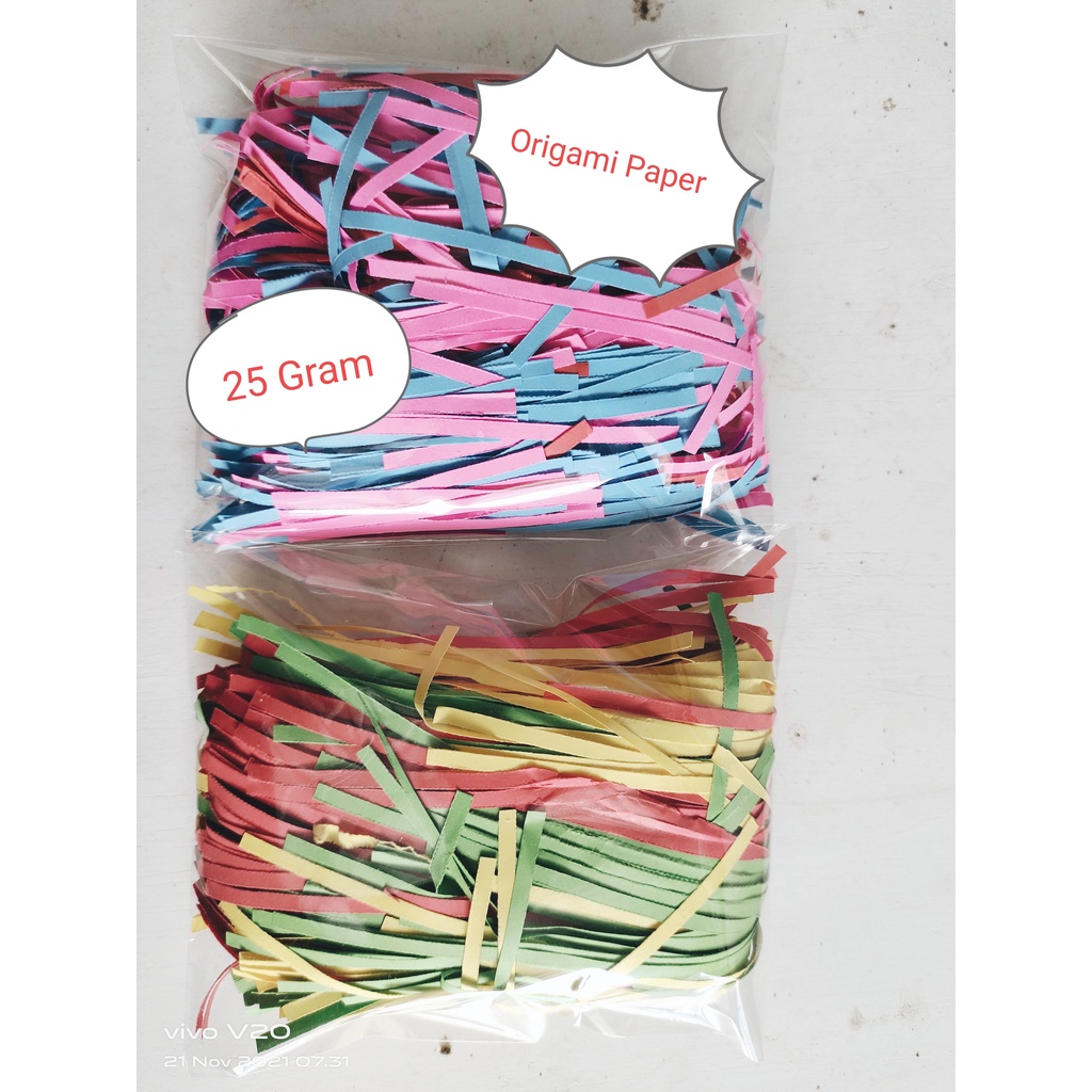

Harga 25 GRAM Kertas Cacah Kertas Serut Kertas Potong ORIGAMI 25 Gram