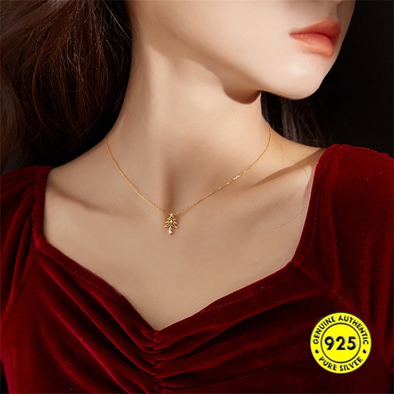 Kalung Rantai Dengan Liontin Batu Emerald Inlaid Zircon Untuk Wanita