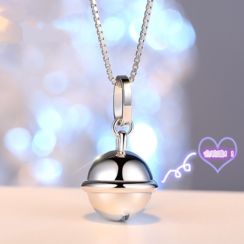 [Ready Stock]Fashionable Simple and Cute Silver Plated Bell Pendant Necklace