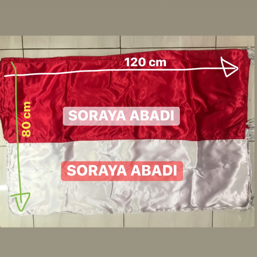 BENDERA MERAH PUTIH 80 x 120 BAHAN KATUN SATIN