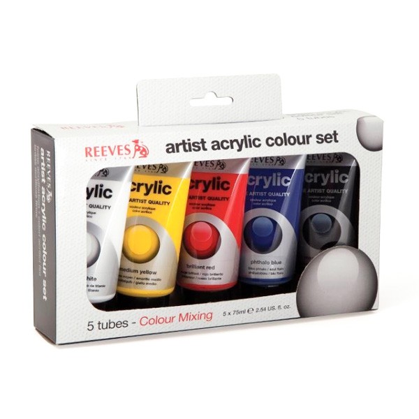 Reeves Acrylic Color Tube Intro Set 5x75ml Shopee Indonesia