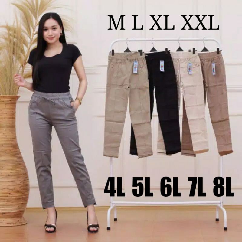 Celana Baggy Pants Combed Stretch Diamond Super Jumbo 5L/6L/7L/8L Bahan Melar Bisa Bayar Ditempat (COD)