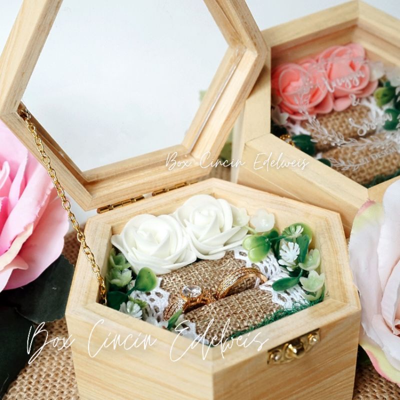 RING BOX/ KOTAK CINCIN/ BOX CINCIN SEGI 6 /  BOX HEXAGONAL SMALL RANTAI