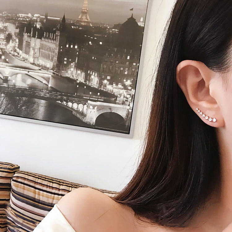 Anting Panjang Aksen Berlian Imitasi Gaya Korea Untuk Wanita