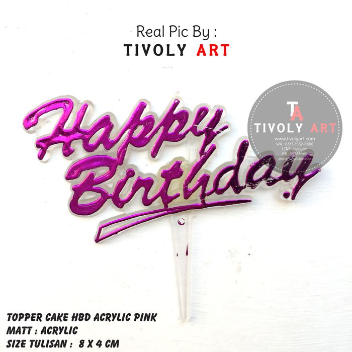 Topper Cake HBD Acrilic Pink / Cake Topper Acrilic Termurah