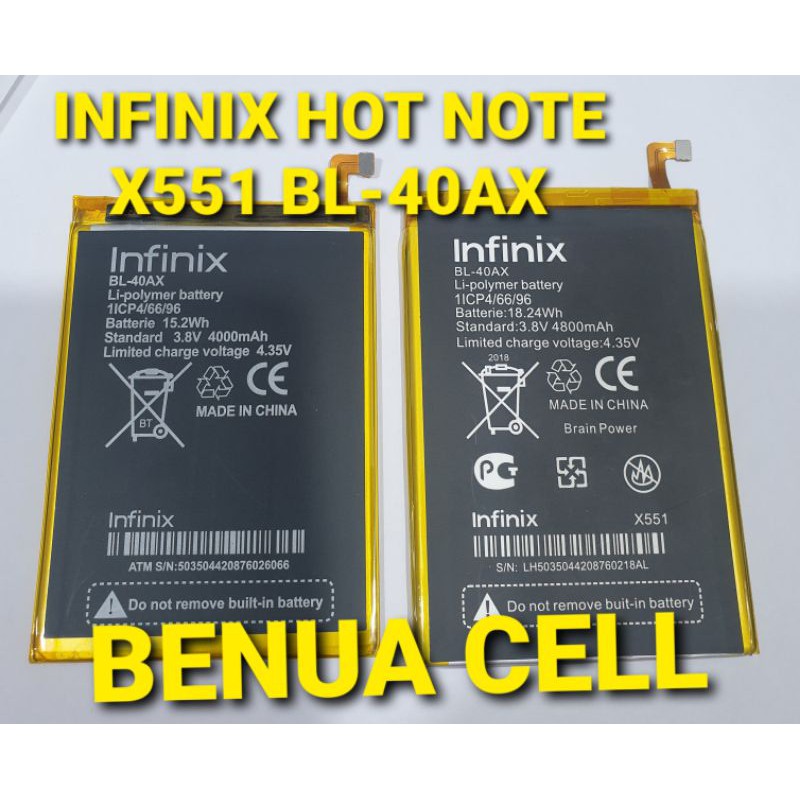 BATRE BATERAI BATEREI INFINIX HOT NOTE X551 BL-40AX