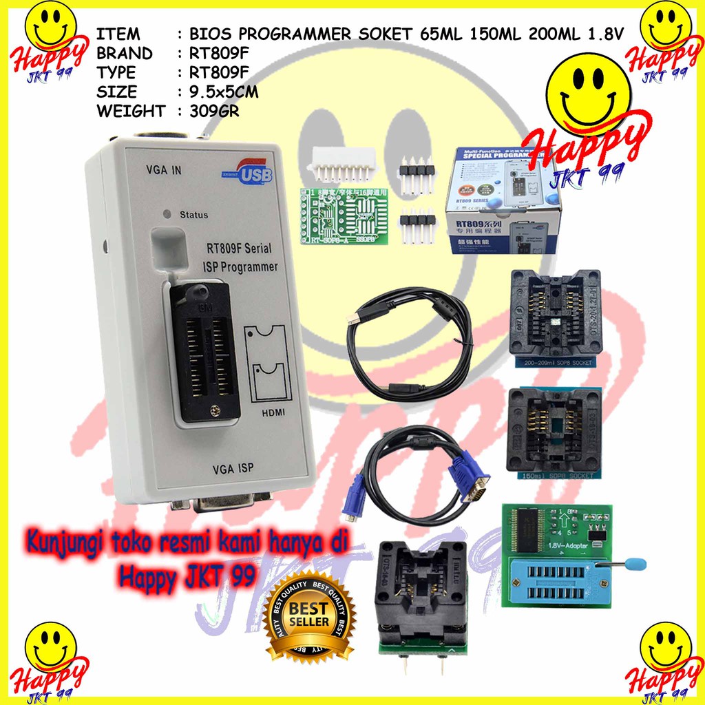 [ HAPPY JKT 99 ] FULLSET ALAT FLASH BIOS PROGRAMMER RT809F 150ML+200ML+0.65ML+1.8V ORIGINAL