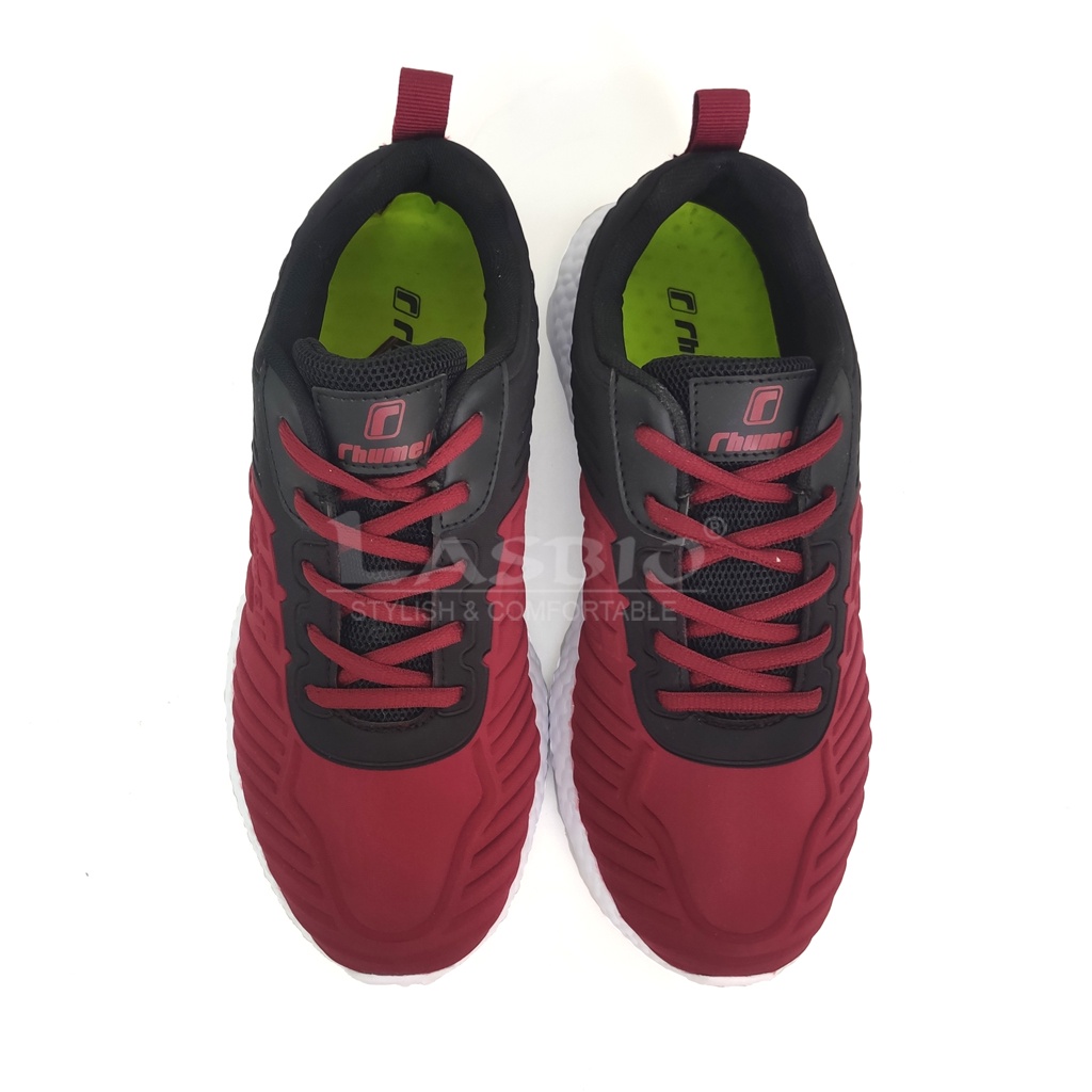 Sepatu Sneakers Running Hitam Maroon Pria Rhumell - Fighter Maroon/Black