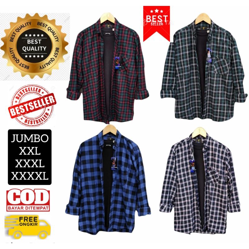 COD kemeja flanel jumbo pria size XXL XXXL XXXXL - kemeja flanel jumbo pria high quality - kemeja flanel big size pria lengan panjang import - distro - murah - terbaru 2022