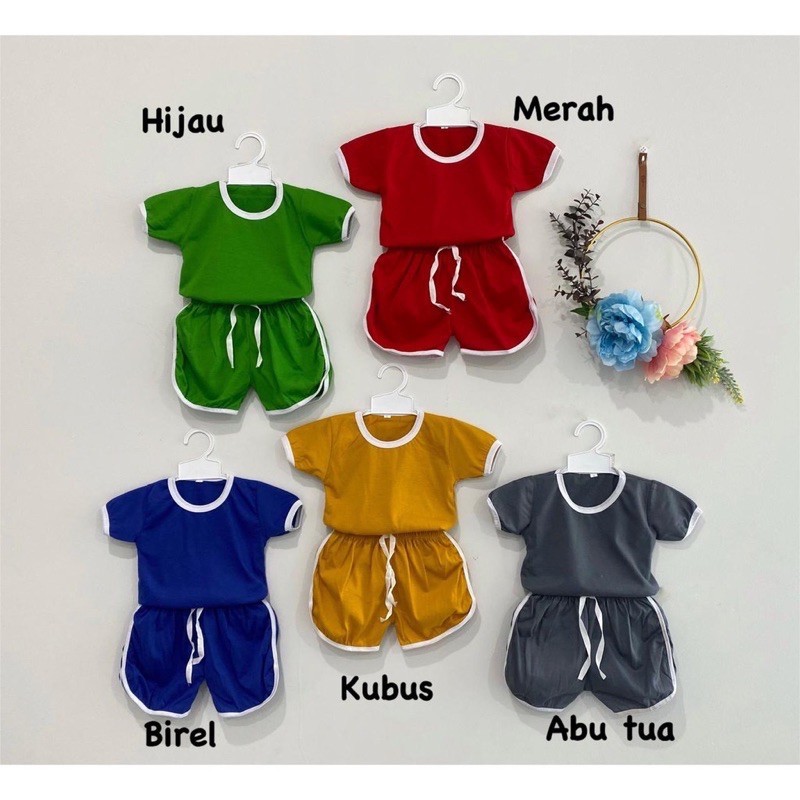 Setelan Baju Polos Anak / Setelan Retro Polos / Setelan Kaos Anak Cewek Cowok / Baju Anak 1-5 Year