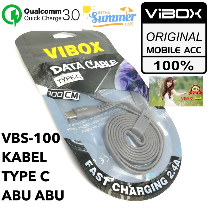 GROSIR KABEL DATA 100CM VIBOX VBS100 MICRO TYPE C IP SPESIAL EDITION SUMMER COLOUR