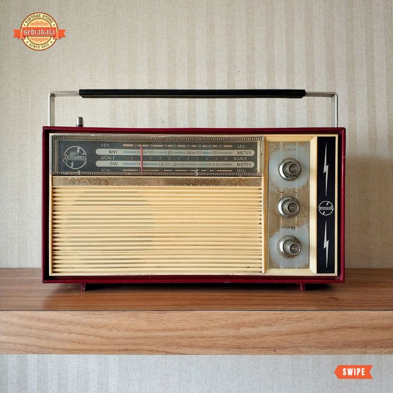 RADIO TRANSISTOR VINTAGE ANTIK JADUL TELESONIC HIDUP.