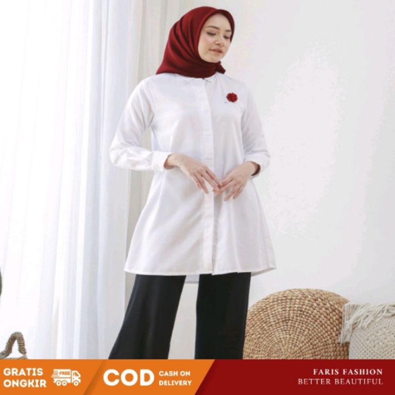 [TERBARU] Tunik Wanita Kekinian,Kemeja Kerja Toyobo Premium [PROMO] Baju Kemeja Kerja Putih [TERLARI