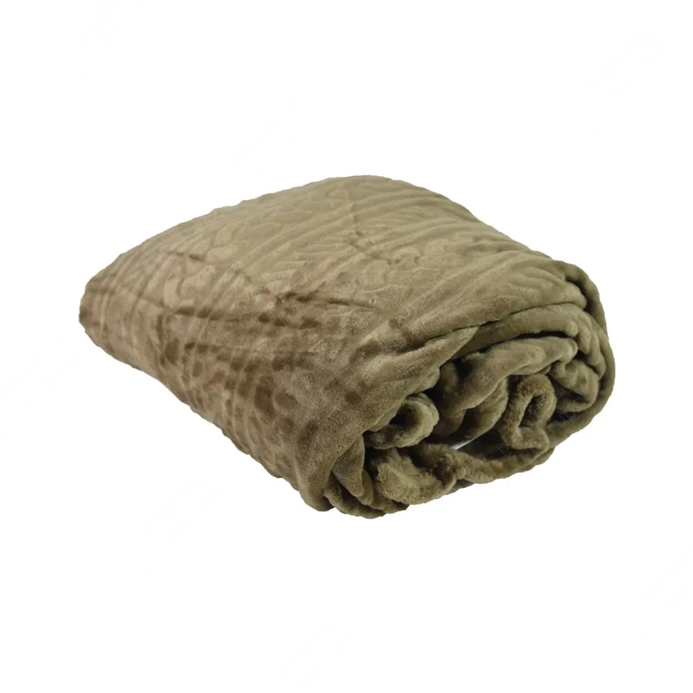 ACE Arthome 160x200 Cm Selimut Emboss Fleece - Cokelat Tua