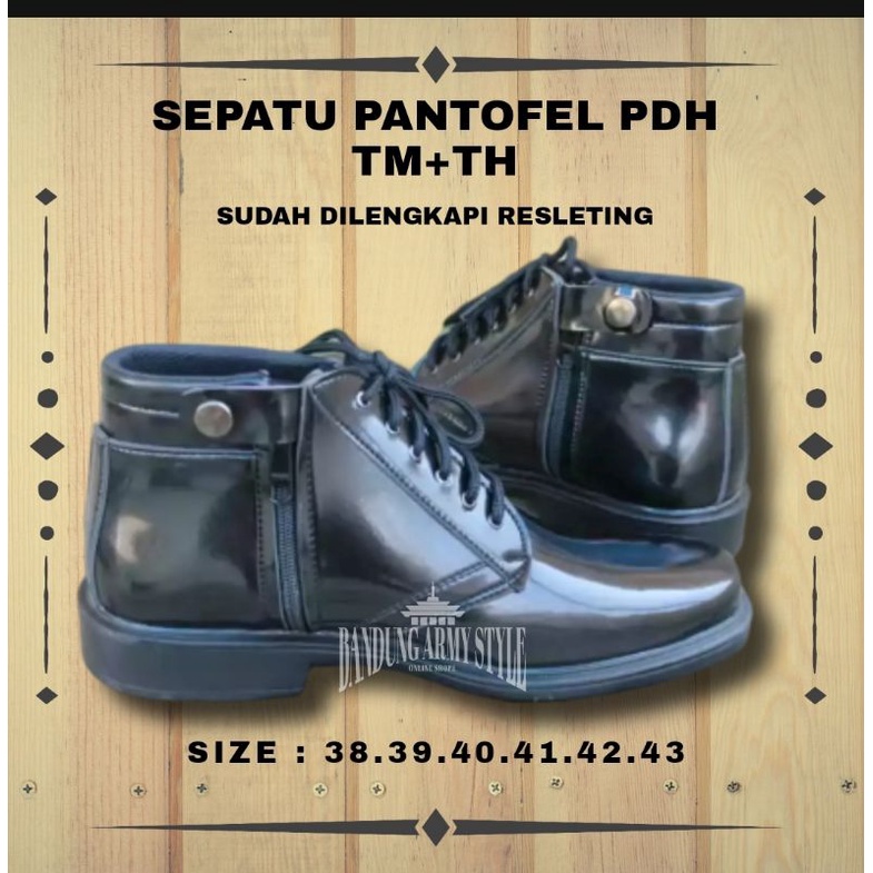 SEPATU/PANTOPEL PDH TNI ABRI SATPAM POLISI SECURITY HITAM KILAT TERMURAH TERLAKU TERBAIK