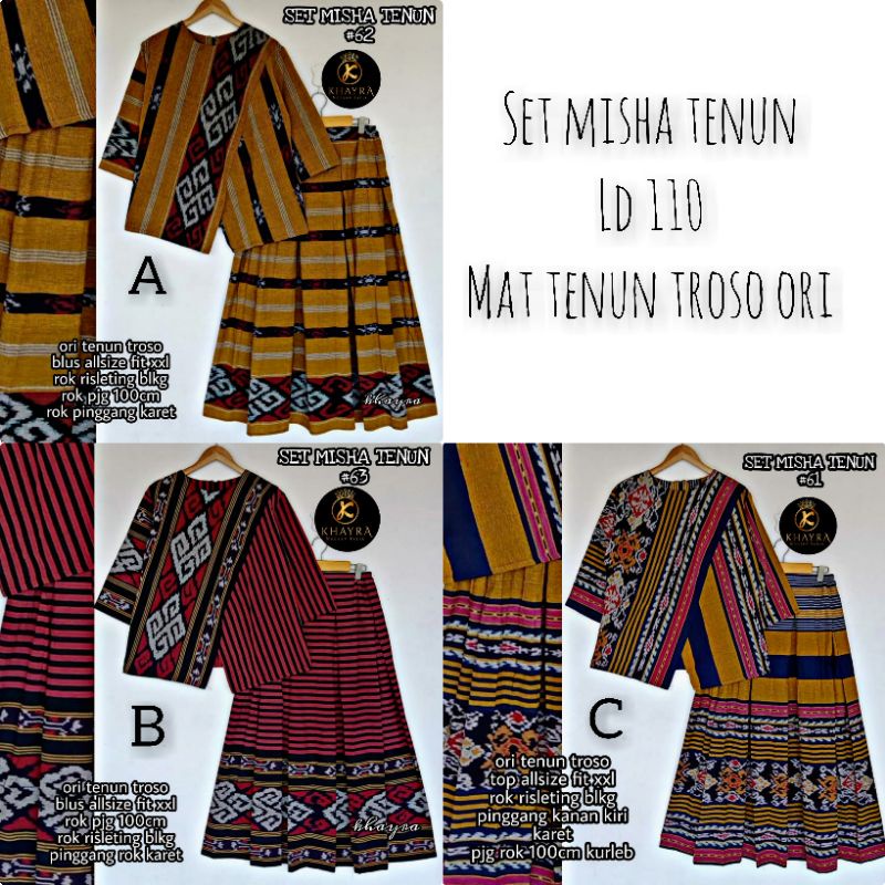 setelan rok n blouse tenun batik tuman solo set misha tenun 2 batik tuman solo