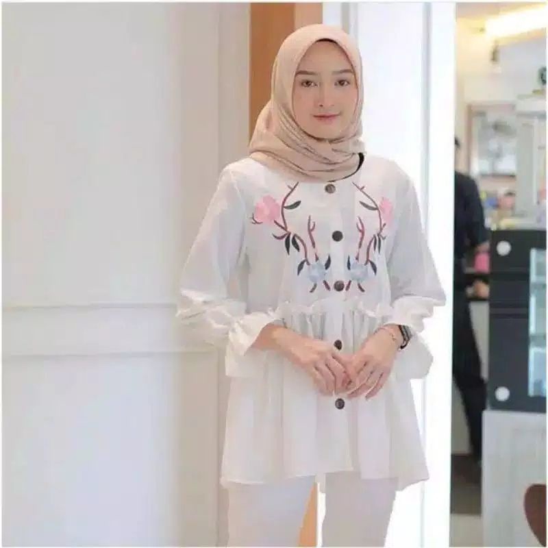 BLOUSE MOSCREPE BORDIR//CHIKHA SHIRT BIMBERS BORDIR