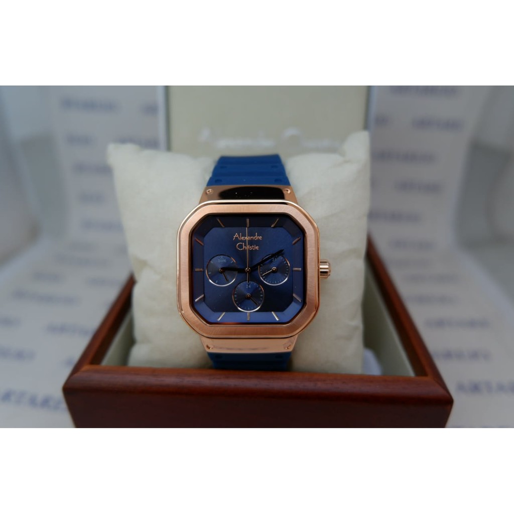 JAM TANGAN WANITA ALEXANDRE CHRISTIE AC 2811 BIRU ROSEGOLD NEW WARNA