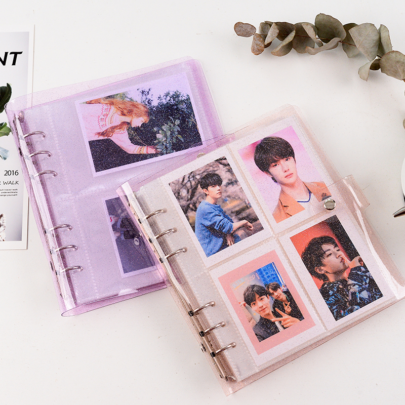 3 inch 5 inch Photo Album Jelly Color Sequins Photocard Case Portable Transparent Photo Holder