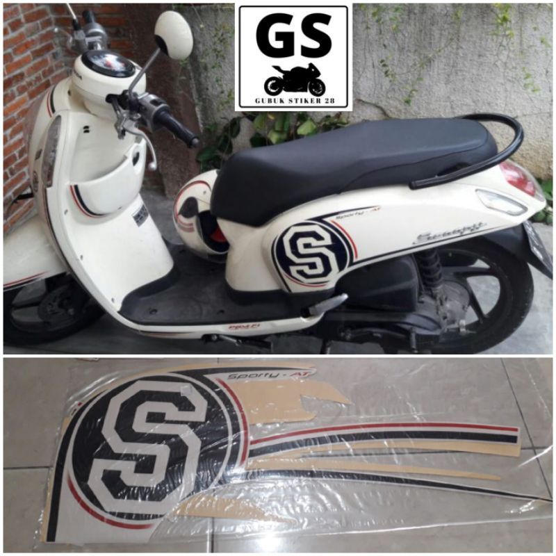 STRIPING STIKER LIS BODY MOTOR HONDA SCOOPY TAHUN 2015-2016 PUTIH