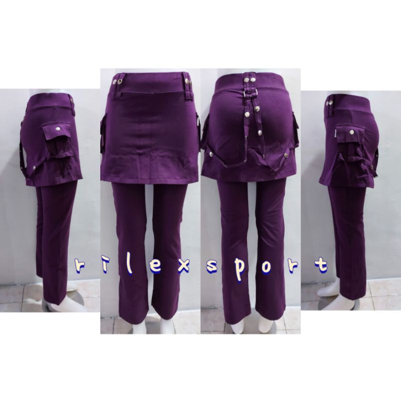 Celana Senam/Celana Senam CBR Rok Kantong Rantai Katun Spandek Super UNGGU TUA