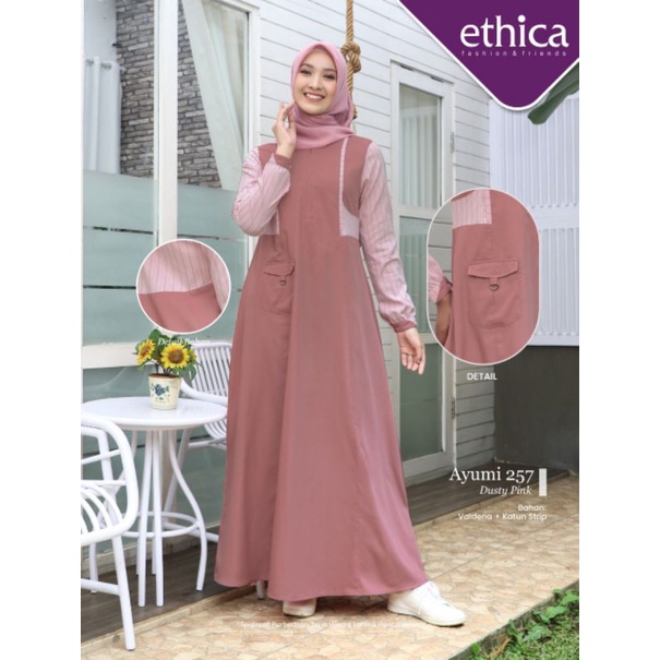 Dress Premium Ayumi 257 by Ethica|Dress Dusty Pink|Dress Warn Sand|Dress Trendy|Dress Branded|Gamis 