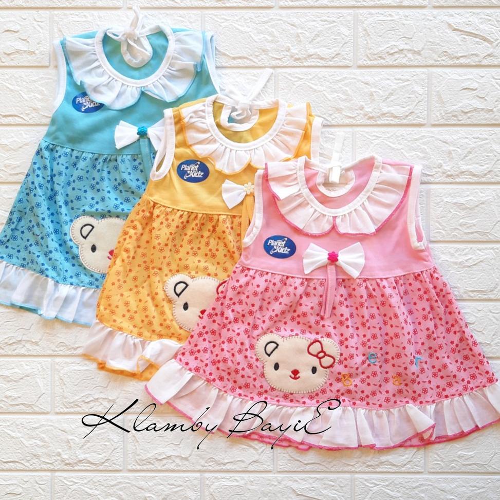PLANET KIDZ Dress Rok Bayi 0-6 Bulan Motif Bear Terang / Baju Bayi Anak Perempuan Murah Lucu Bagus "