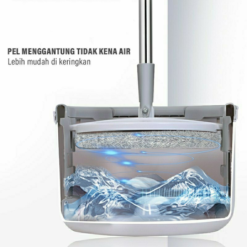 Serbagrosirmurah M01 Spin Mop Alat Pel Lantai Kain Pel Alat Pel Otomatis Flat Mop Putar Praktis Alat Pel Lantai Dengan Ember