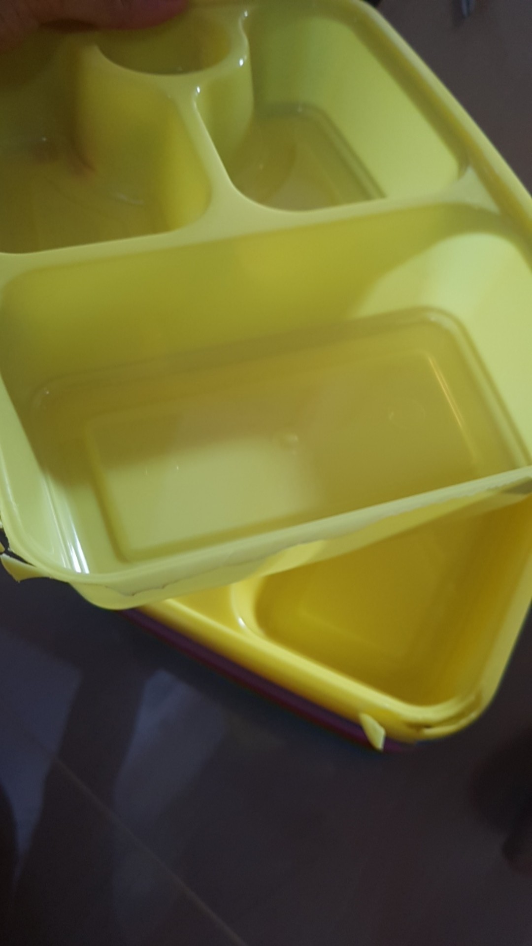 Kotak Makan Plastik Sekat 3+1 Warna Warni Dgn Tutup/ Box Bento Sekat