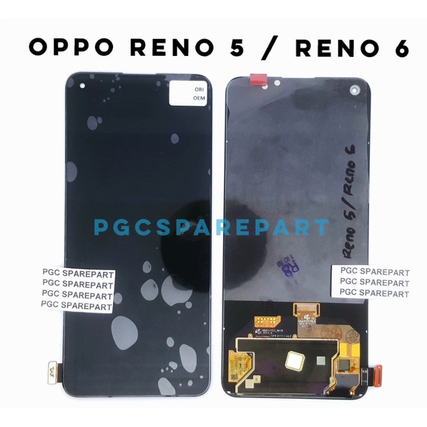 Layar LCD TS Touchscreen Fullset OPPO RENO 5 - RENO 6 - FINGERPRINT - Black