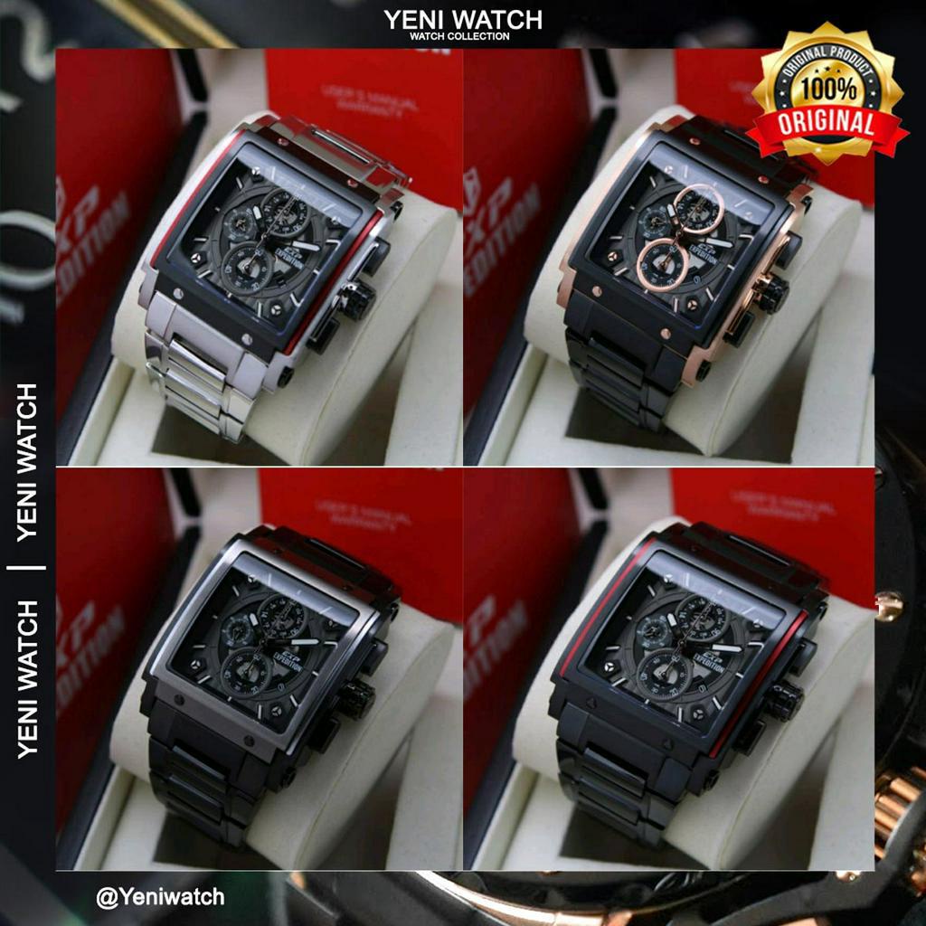 Expedition E 6731 / e6731 Jam Tangan Pria Full Black Red Original