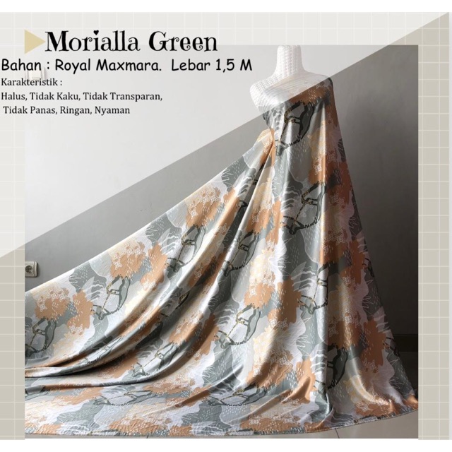 MORIALLA GREEN KAIN METERAN MOTIF ABSTRAK BAHAN ROYAL MAXMARA