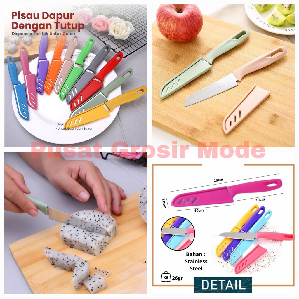 Pisau Buah Pisau Dapur Piso Bumbu Cake Cutter Tajam Dengan Penutup PGM SK28