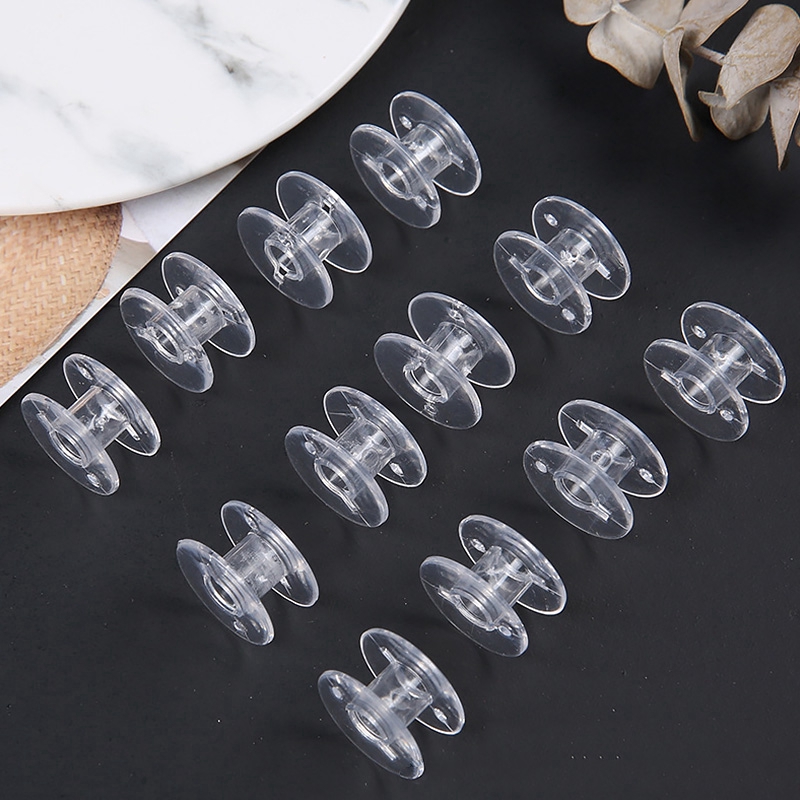 50 Pcs Tools Bobbins Sewing Machine Replacement Transparent Plastic For Home Sewing Transparent Plastic Empty Spool with Storage Case Accessories