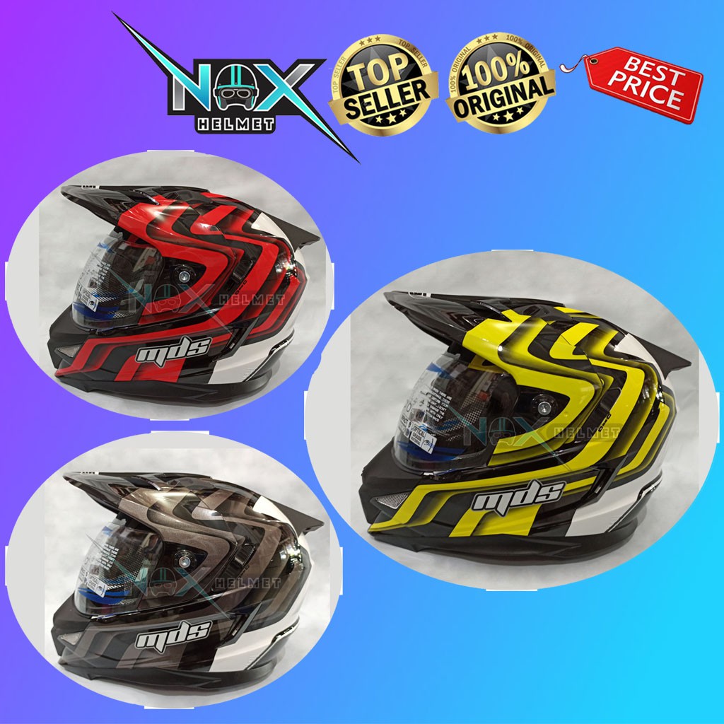 Helm MDS Super Pro Motif #1 Cross Supermoto (Ongkir 2kg)