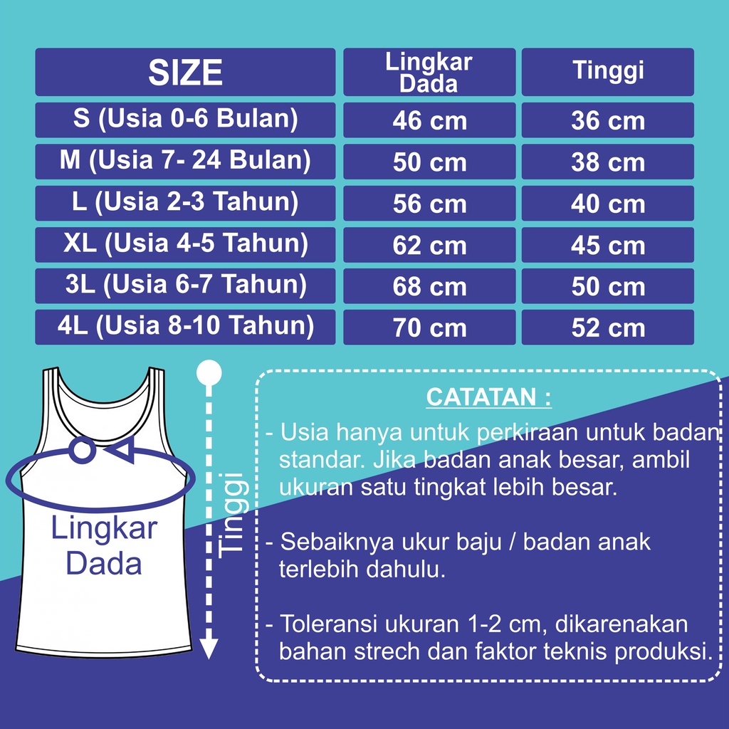 6 Pcs Singlet Anak Warna Random Usia 0-10 Tahun Tanpa Bolong Bolong Kaos Dalam Kutang TREN | WARNA DALAMAN