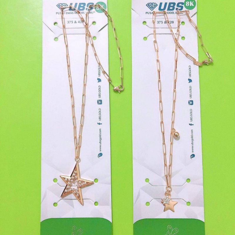 Kalung paperclip paperlina star bintang UBS kadar 8K /375