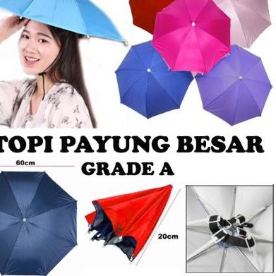 Flash Sale ATR-764 Payung Topi untuk Anak anak atau dewasa / Payung Kepala hujan melindungi simp