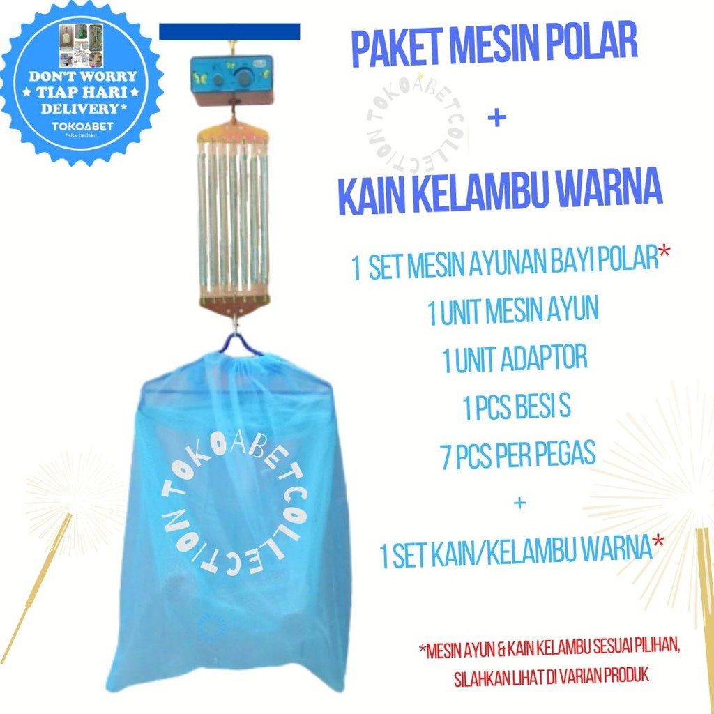 PAKET MESIN AYUN BAYI POLAR dan SET AYUNAN BAYI Warna TOKOABET