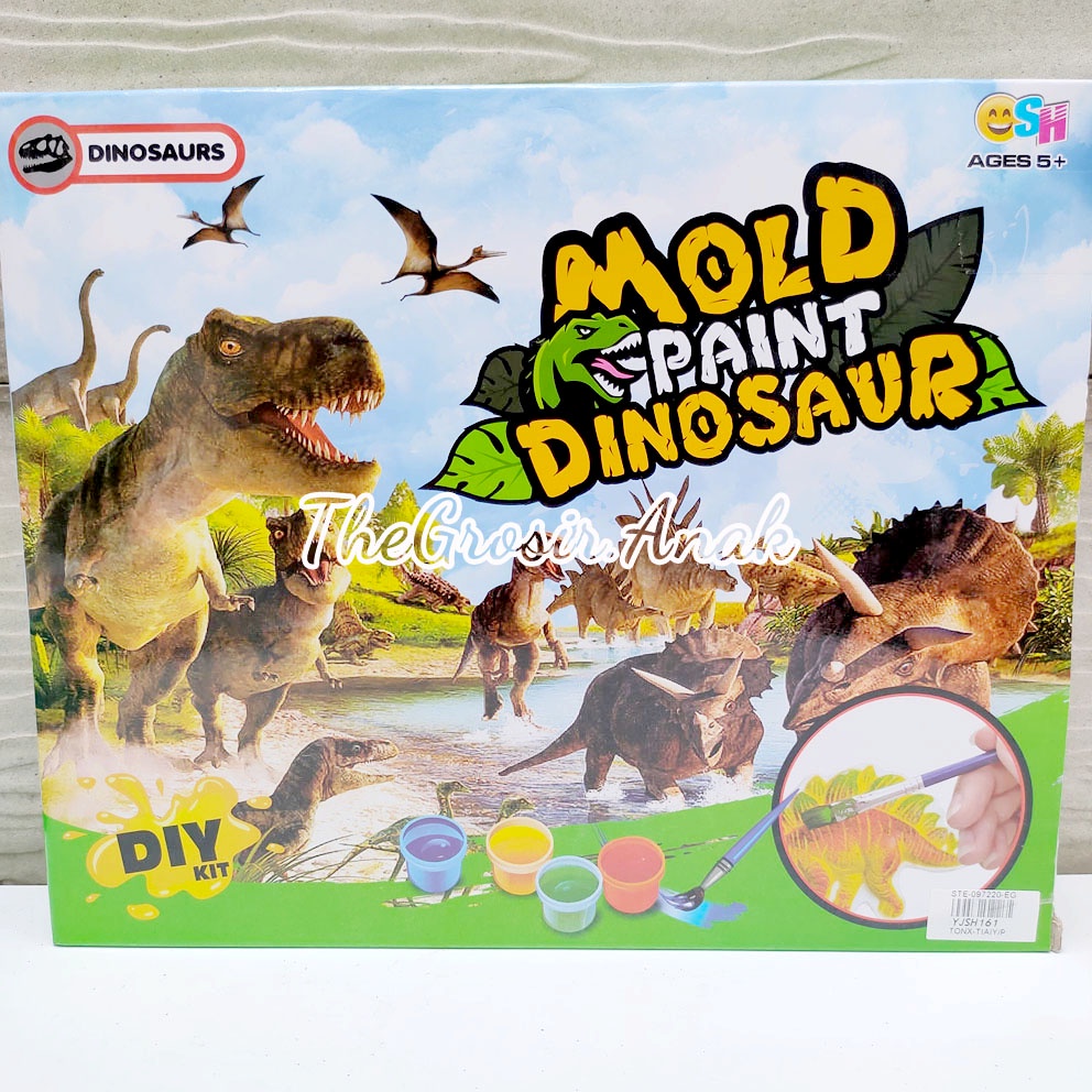 MOLD PAINT DINOSAUR DIY CLAY DINO DINOSAURUS CETAKAN CAT KUAS MANGKOK