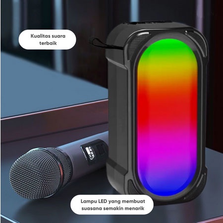Speaker Bluetooth Portable Lampu RGB LED Support FM Radio USB Aux TF Card Super Bass MK-102