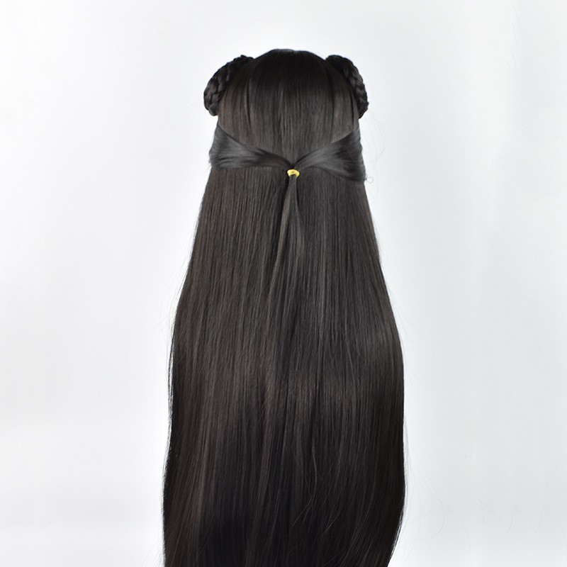 LOL-69 rambut palsu daily china bun wig lolita hitam cosplay