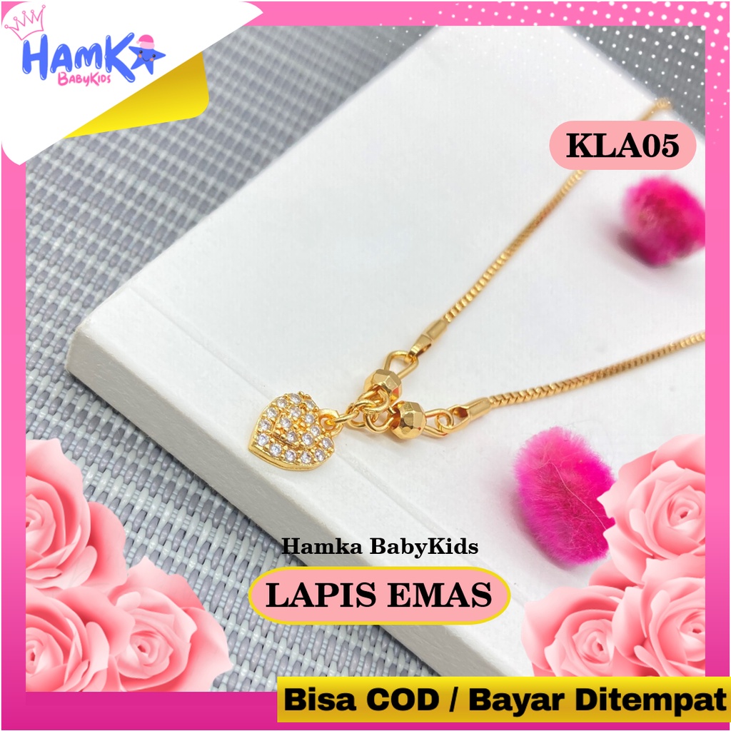 Perhiasan Kalung Anak Perempuan Xuping Lapis Emas Motif Hati KLA01.05.07 Anti Karat Bayi Titanium