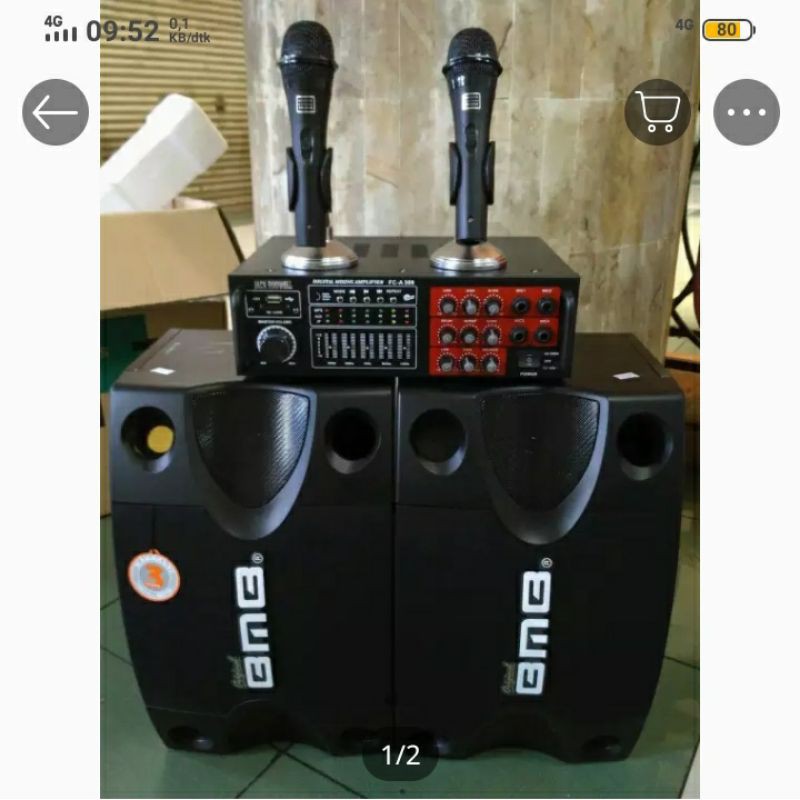 PAKET AMPLIFIER KARAOKE SPEAKER BMB 8 inch